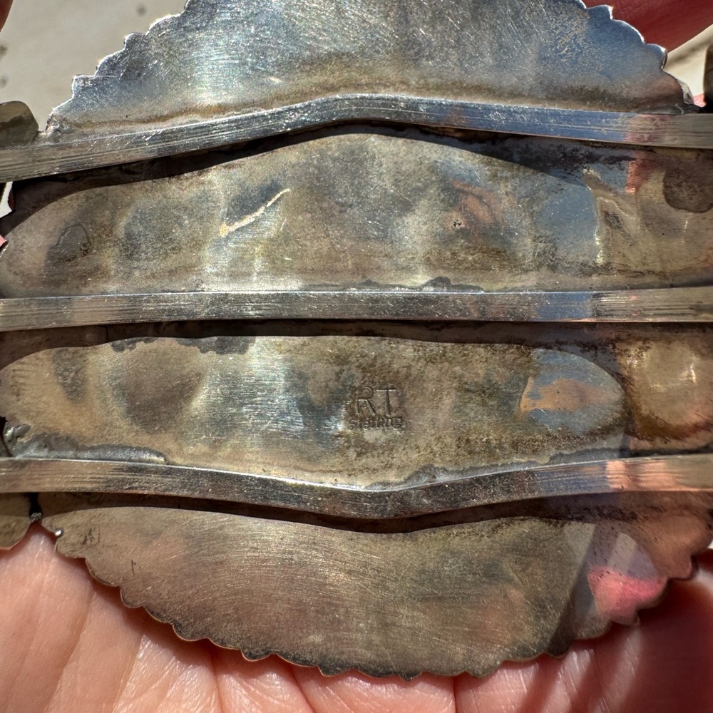 Authentic Turquoise Cluster Statement Cuff Bracel… - image 7